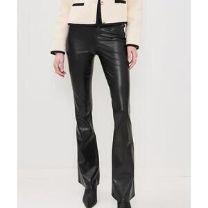 $328 NWT VERONICA BEARD Beverly High Rise Black Faux Leather Flare Pants Size 28